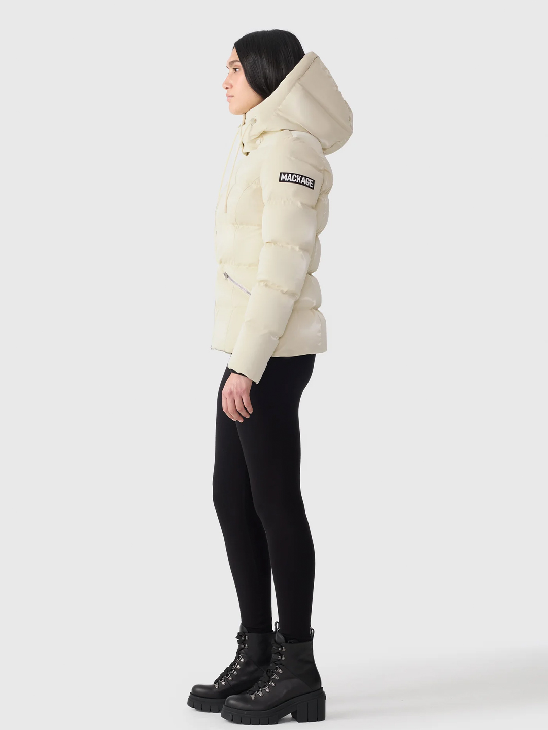 Madalyn Cream Shiny Light Down Hooded Puffer Jacket - Stylefav
