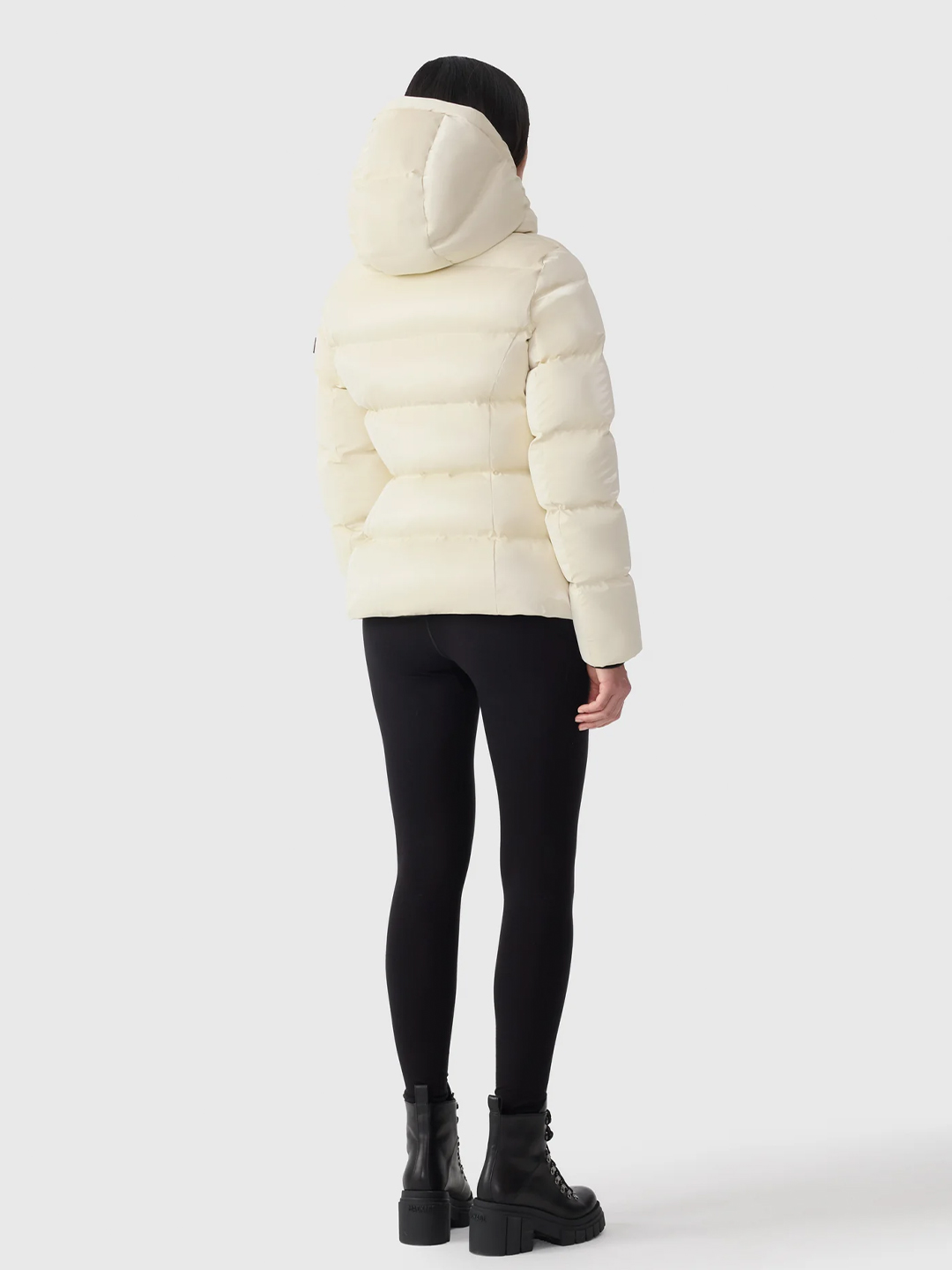 Madalyn Cream Shiny Light Down Hooded Puffer Jacket - Stylefav