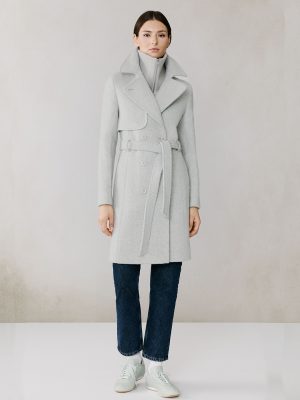 Stone Blue Fabianne-H Wool Trench Coat - Stylefav