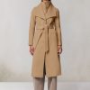 Teak Ilana Lapel Collar Classic Wool Belted Coat - Stylefav