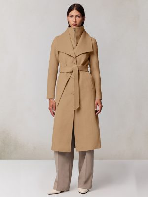 Teak Ilana Lapel Collar Classic Wool Belted Coat - Stylefav