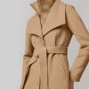 Teak Ilana Lapel Collar Classic Wool Belted Coat - Stylefav