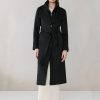 Black Heather Ilana Lapel Collar Classic Wool Belted Coat - Stylefav