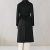 Black Heather Ilana Lapel Collar Classic Wool Belted Coat - Stylefav