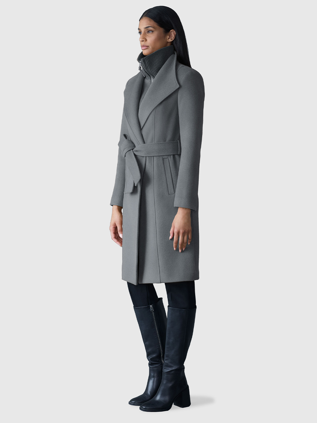 Norita Carbon Mix 2-in-1 Double Face Wool Coat - Stylefav
