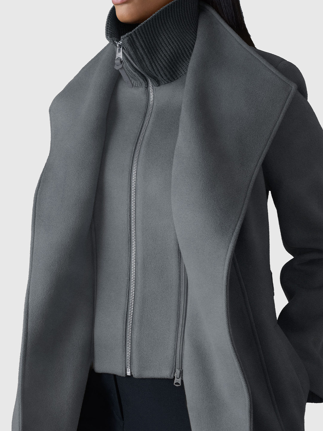 Norita Carbon Mix 2-in-1 Double Face Wool Coat - Stylefav