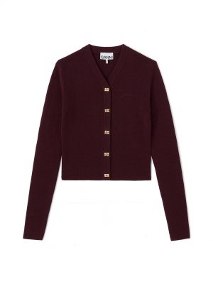 Red Dahlia Mini Ribbed Merino Cardigan - Stylefav