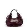 Burgundy Croco Mini Hobo Bag - Stylefav