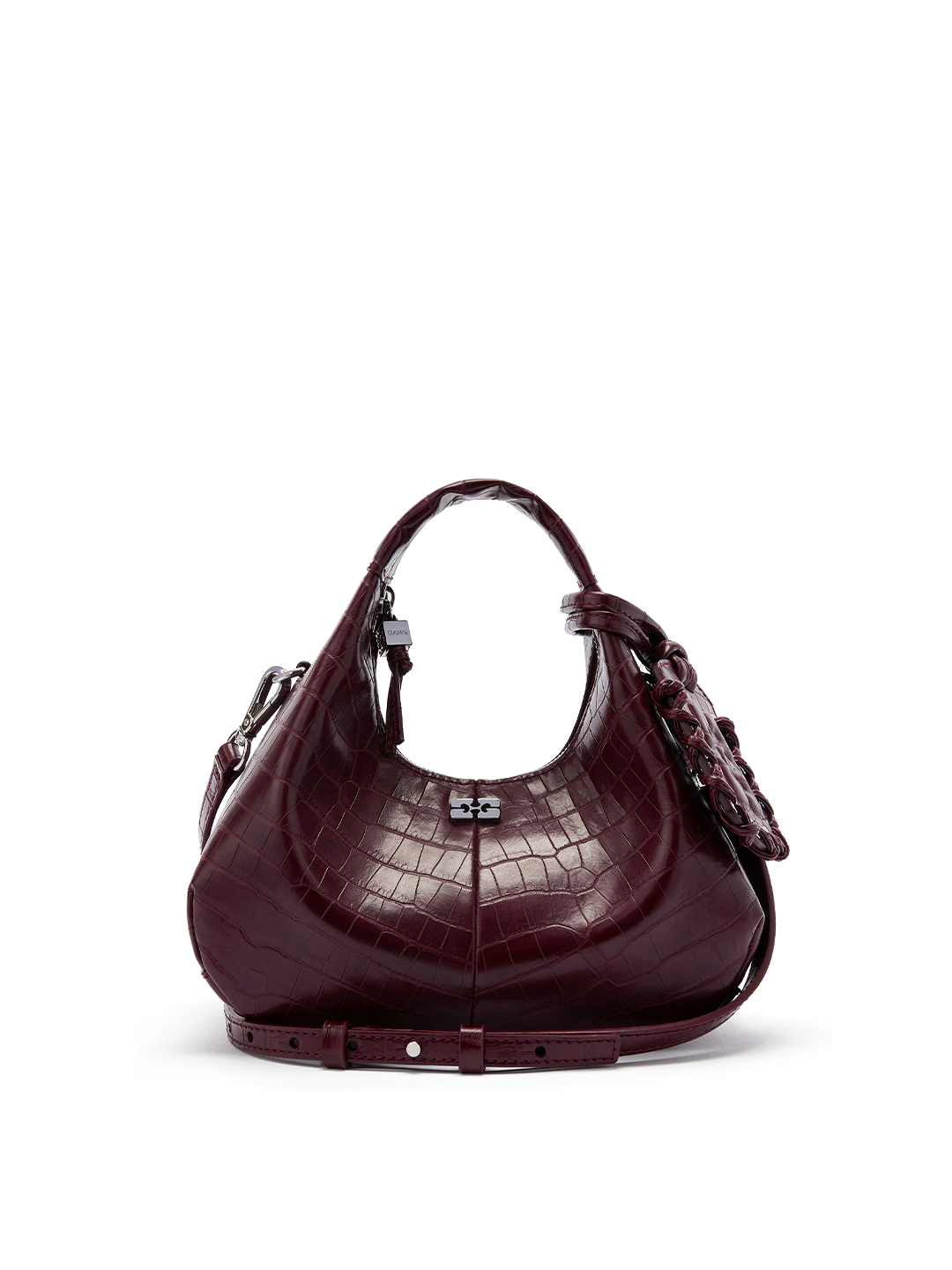Burgundy Croco Mini Hobo Bag - Stylefav