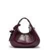 Burgundy Croco Mini Hobo Bag - Stylefav