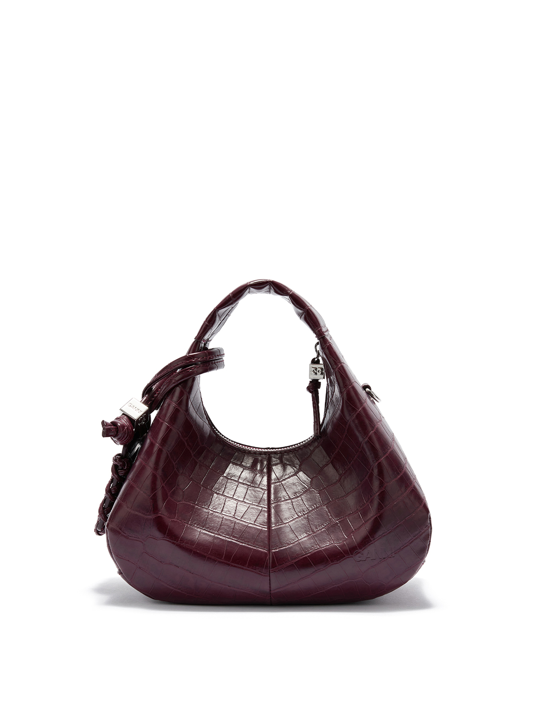 Burgundy Croco Mini Hobo Bag - Stylefav