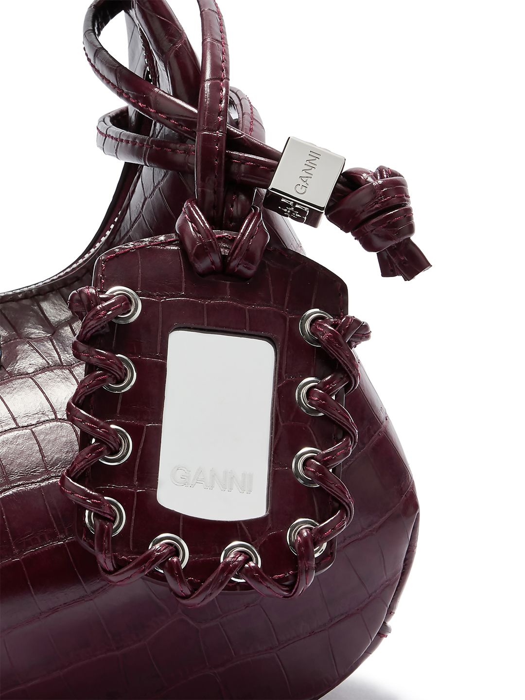 Burgundy Croco Mini Hobo Bag - Stylefav