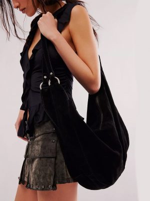 Roma Black Suede Tote Bag - Stylefav