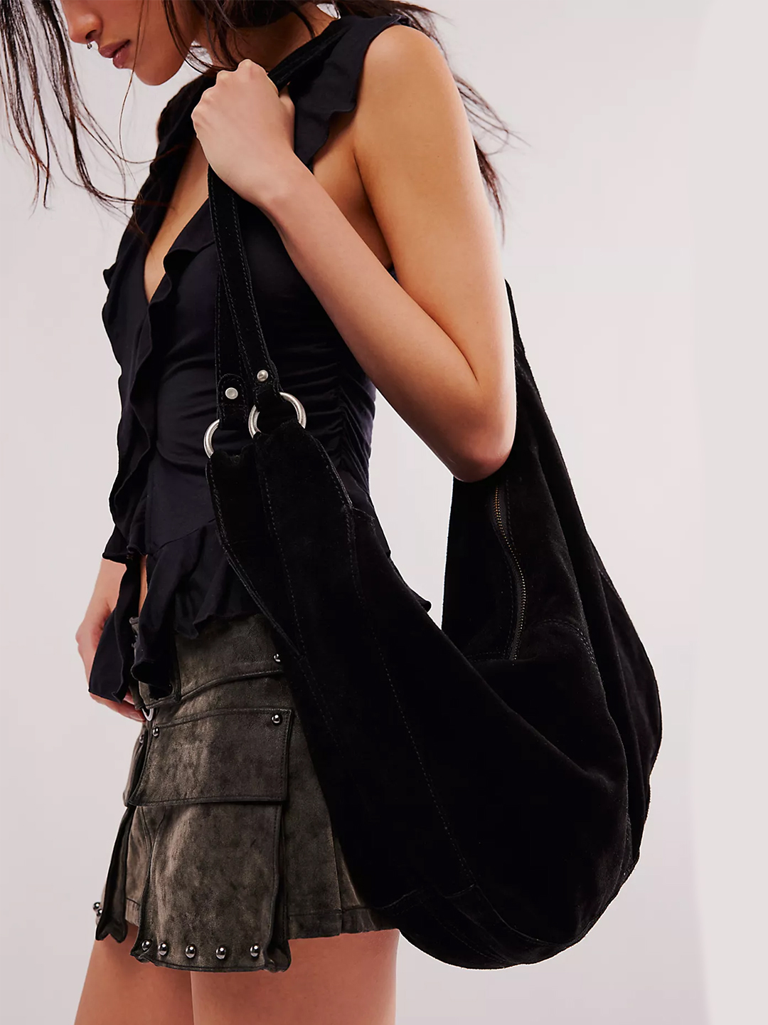 Roma Black Suede Tote Bag - Stylefav