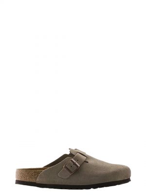 Women's Taupe Suede Boston Soft Footbed Clogs - Stylefav