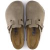 Women's Taupe Suede Boston Soft Footbed Clogs - Stylefav