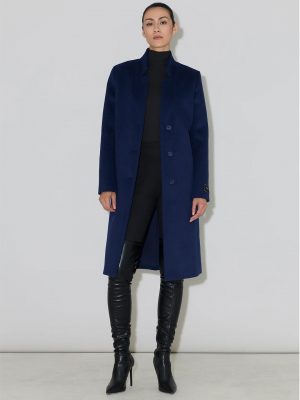 DIANE-CW Navy Midi Wool Coat - Stylefav