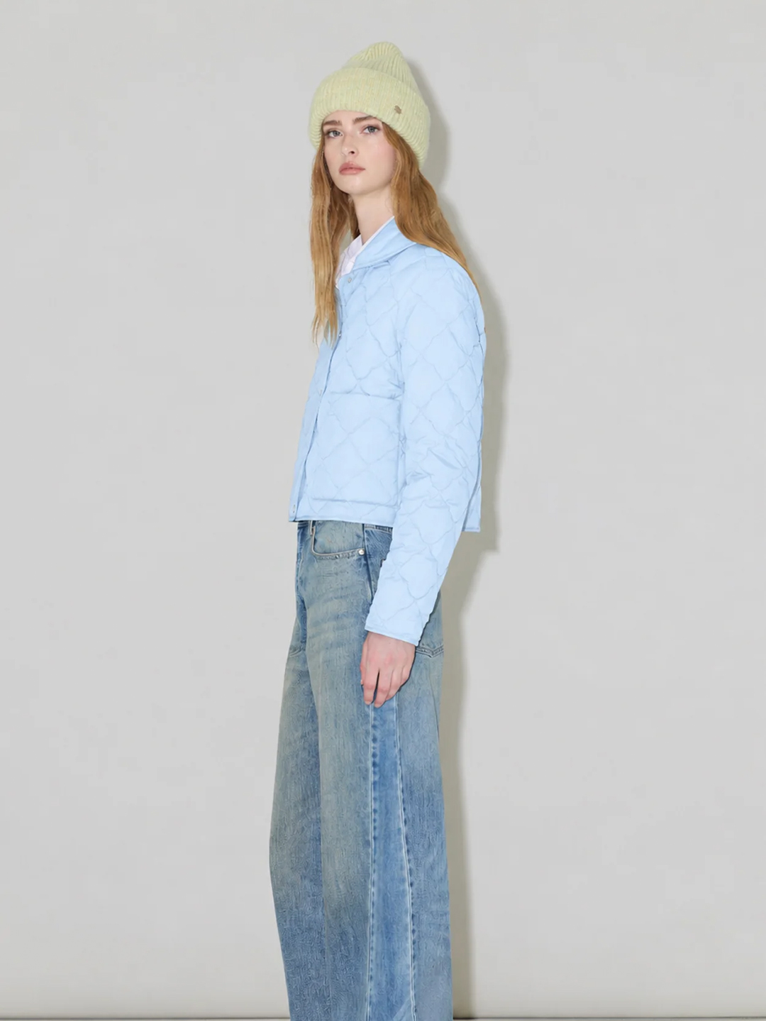 Dixie Light Blue Short Quilted Down Jacket - Stylefav