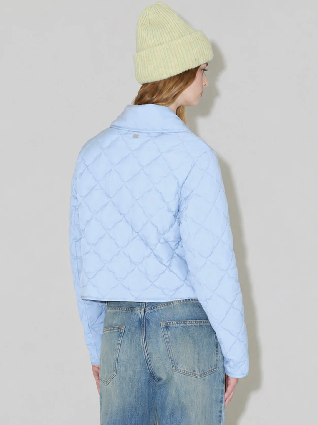 Dixie Light Blue Short Quilted Down Jacket - Stylefav