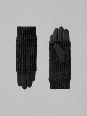 Carmel Black Tech Leather Gloves - Stylefav