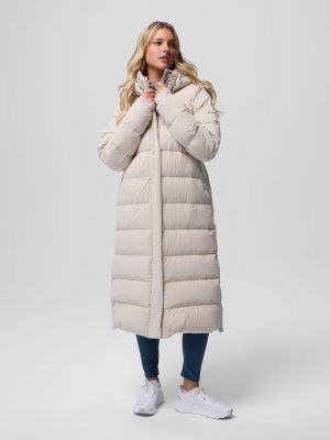 Women's Amaze Puff Dark Stone Long Hooded Jacket - Stylefav
