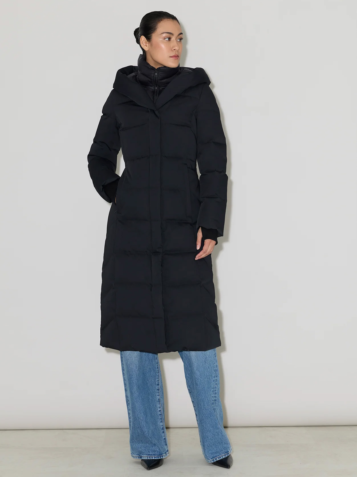 TALYSE-U Black Down Maxi Coat