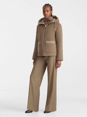 SINGA Truffle Brown Reversible Wool Puffer Jacket - Stylefav