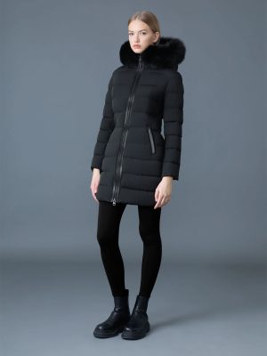 CALLA-BXZ Agile-360 Stretch Light Down Coat with Blue Fox Fur Collar - Stylefav