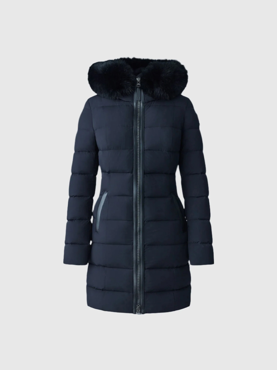 CALLA-BXZ Agile-360 Stretch Light Down Coat with Blue Fox Fur Collar - Stylefav
